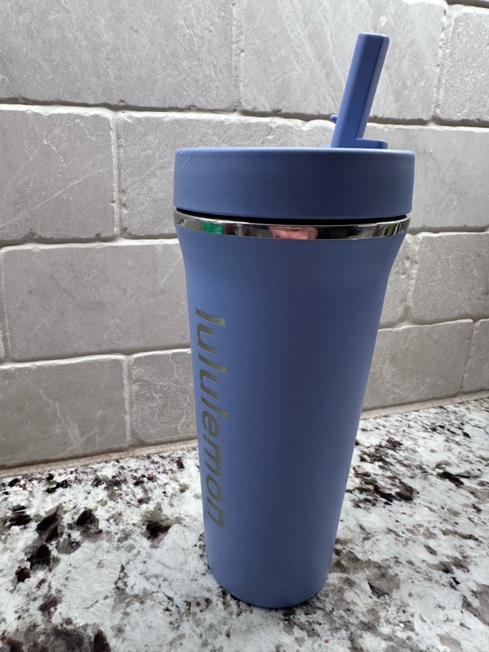 Lululemon Back To Life Insulated Tumbler 24oz Blue Linen Pop-up Straw $48